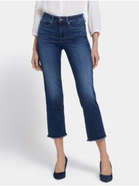 NYDJ‎ Women's Marilyn Straight Ankle Frayed Hem Jeans 10P NWT